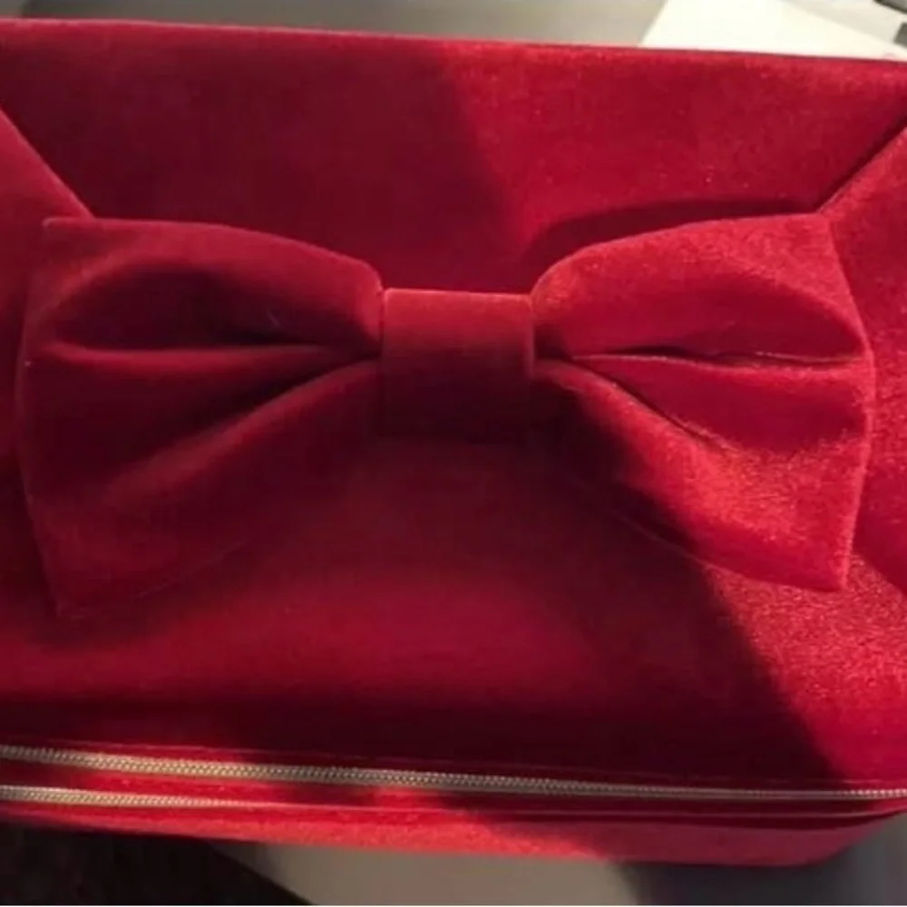 Self Esteem Red Makeup Organizer with Bow Detail